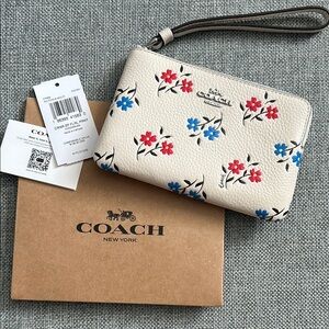 Coach Floral Wristlet in Cream